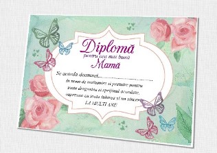 Diploma pentru mama cu fluturasi